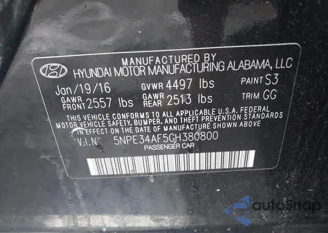 2016 Hyundai Sonata Limited из США, поврежденный, VIN 5NPE34AF5GH380800